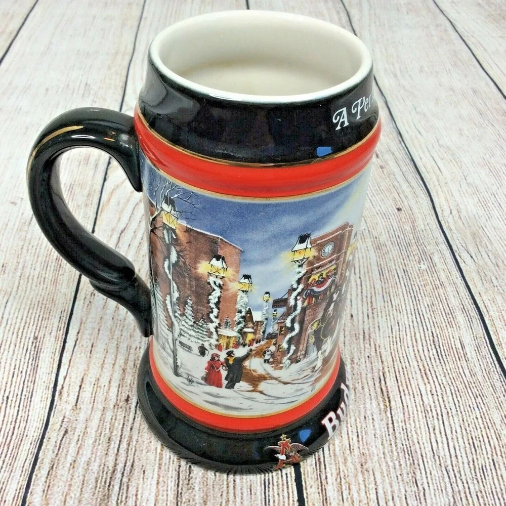 1992 Budweiser Holiday Beer Stein "A Perfect Christmas" Clydesdale Horses #12306 - Picture 3 of 9